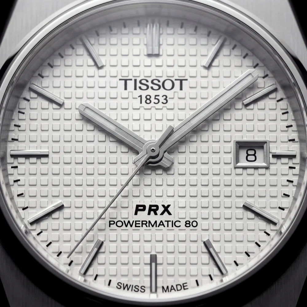 Tissot Steel White Textured Dial Integrated Bracelet Luxury Watch – Men