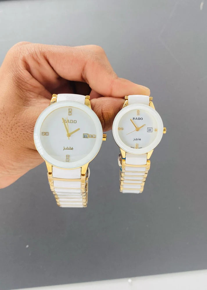 Rado Gold White Ceramic For Couple Watch