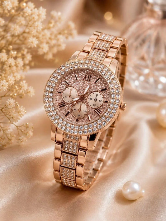 SELLORIA Women Embellished Dial & Stainless Steel Bracelet Style Straps Analogue Multi Function Watch