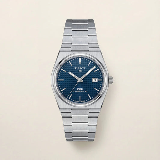 Tissot Steel Blue Textured Dial Integrated Bracelet Luxury Watch – Men