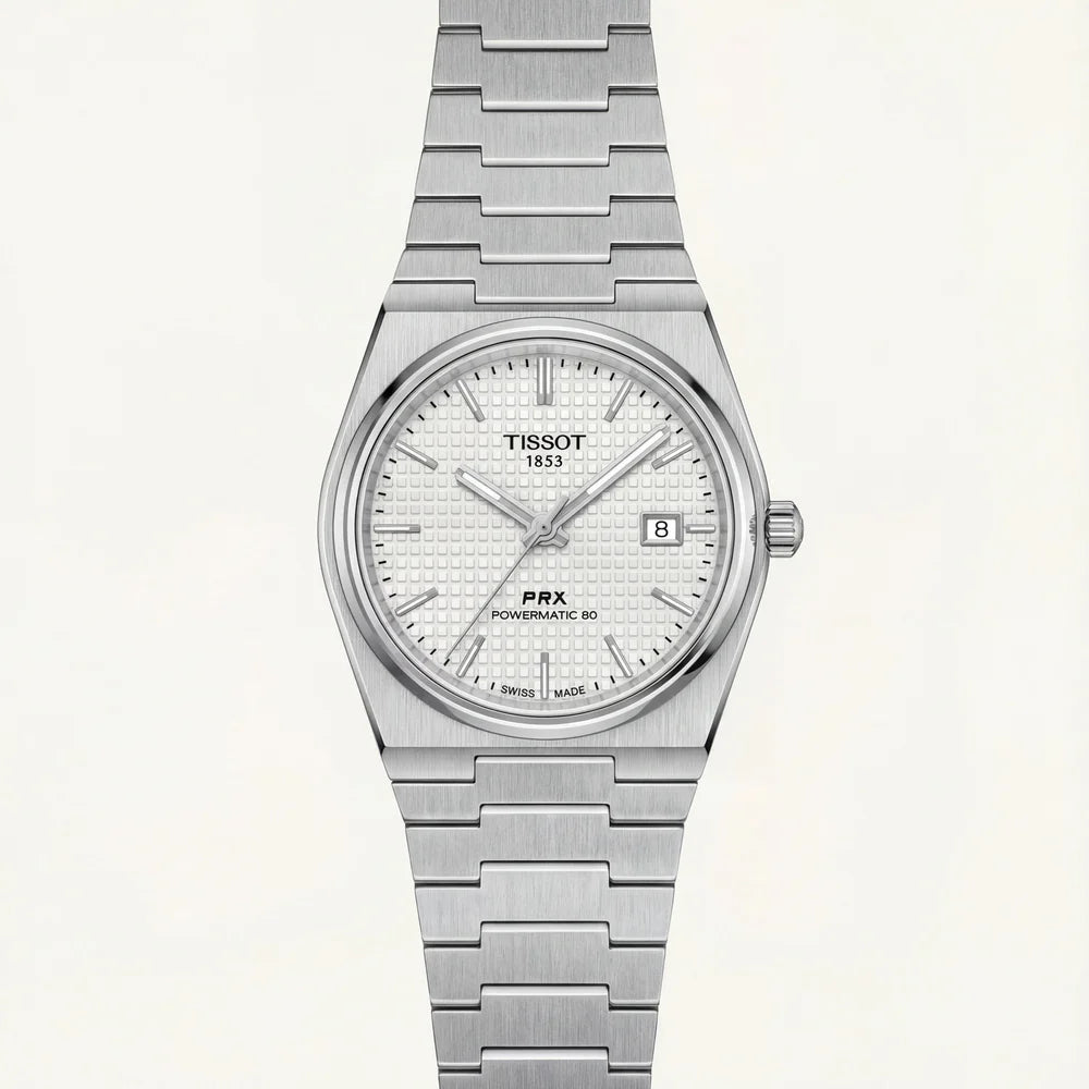 Tissot Steel White Textured Dial Integrated Bracelet Luxury Watch – Men