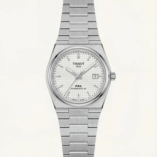Tissot Steel White Textured Dial Integrated Bracelet Luxury Watch – Men