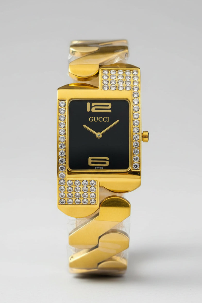 Gu-c-c! Chemin Des Tourelles Black Dial Watch For Men's