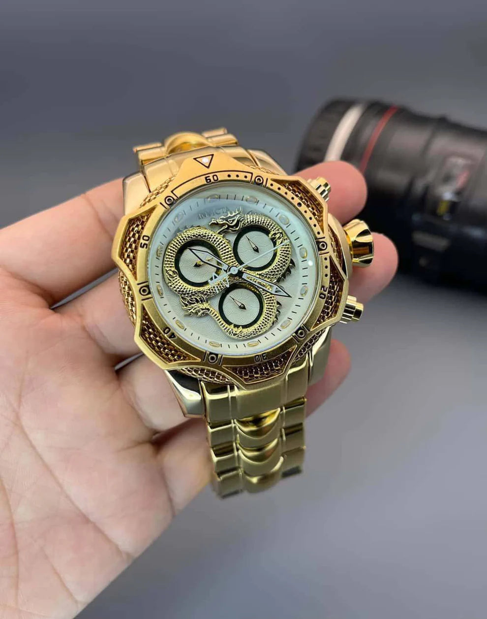 Invicta Gold Dial Watch For Men's