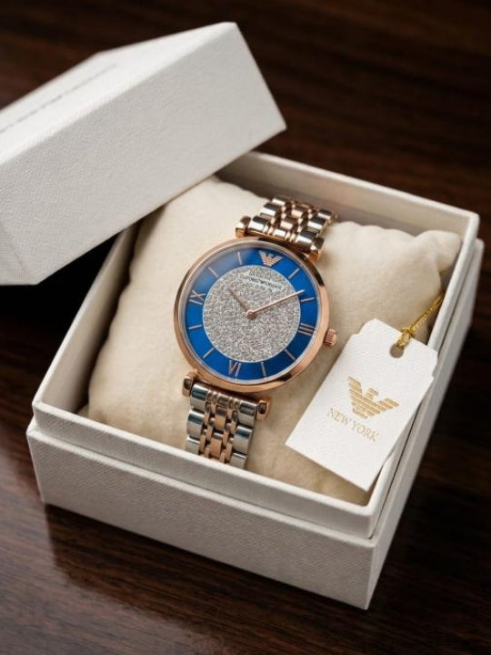 Emporio Armani Gianni Blue & Pavé Crystal Dial Watch