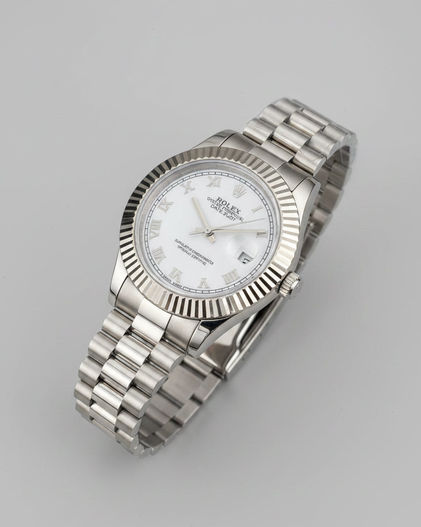 Rolex Datejust White Dial Roman Number Analog Men's Watch