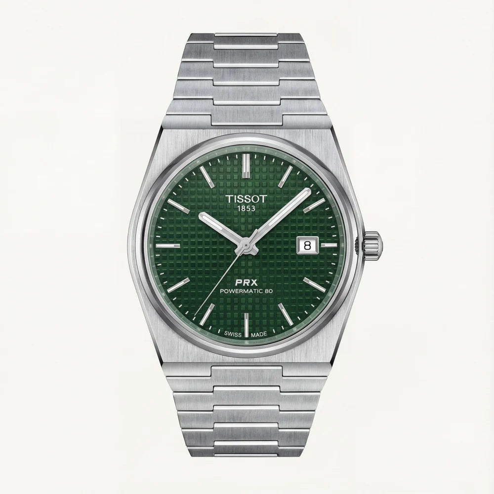 Tissot Steel Green Textured Dial Integrated Bracelet Luxury Watch – Men