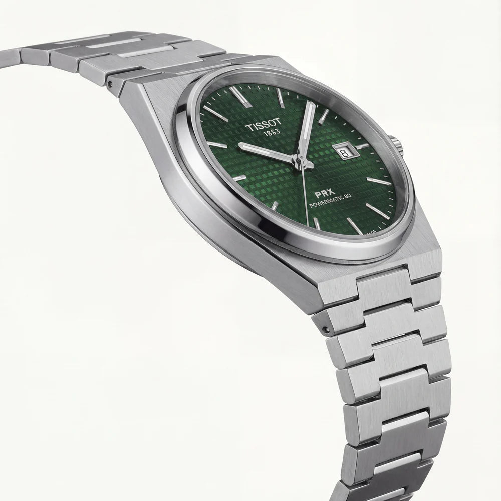 Tissot Steel Green Textured Dial Integrated Bracelet Luxury Watch – Men