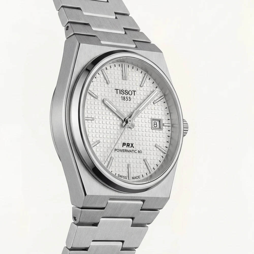Tissot Steel White Textured Dial Integrated Bracelet Luxury Watch – Men