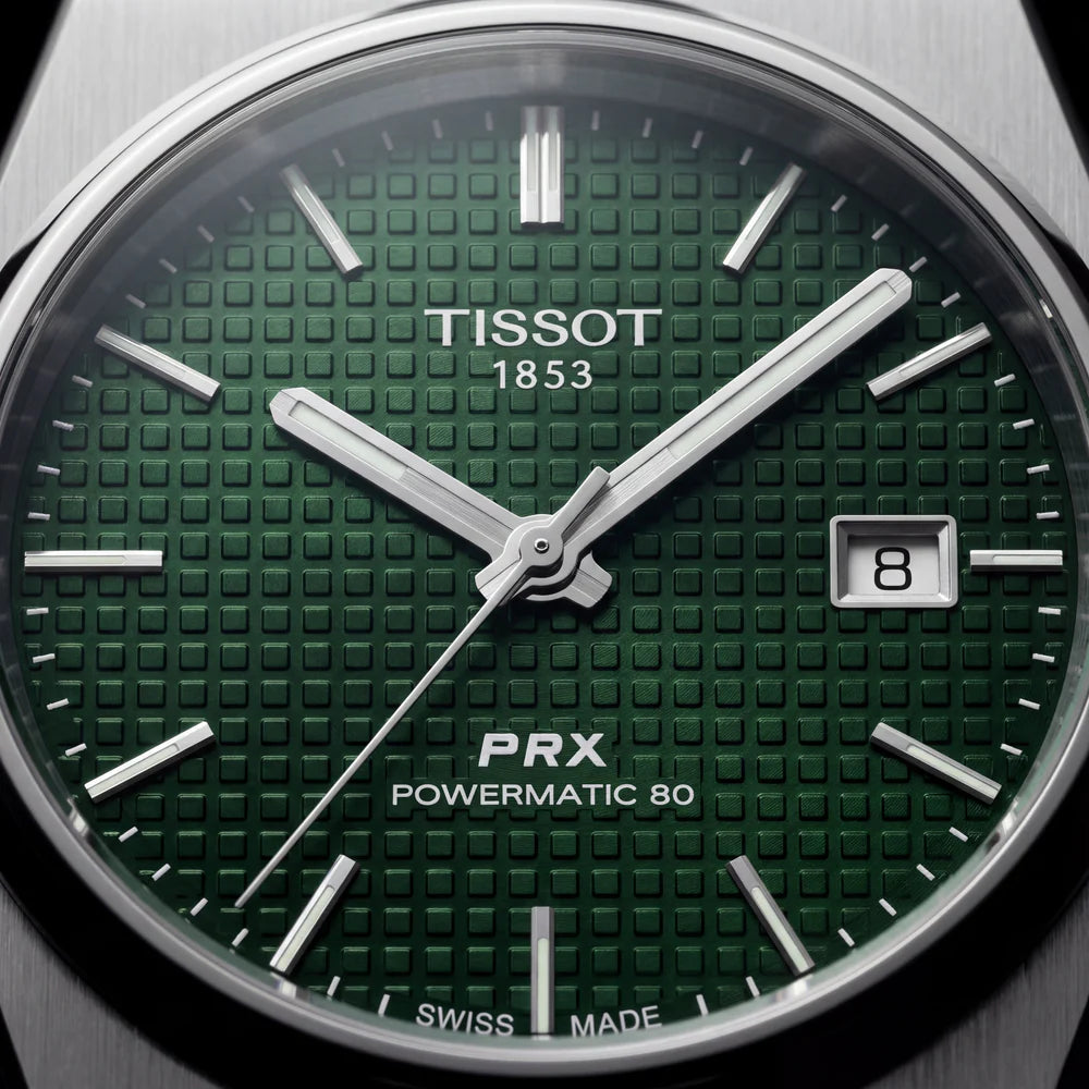 Tissot Steel Green Textured Dial Integrated Bracelet Luxury Watch – Men