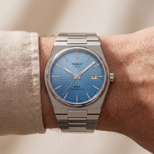 Tissot Steel Sky Textured Dial Integrated Bracelet Luxury Watch – Men