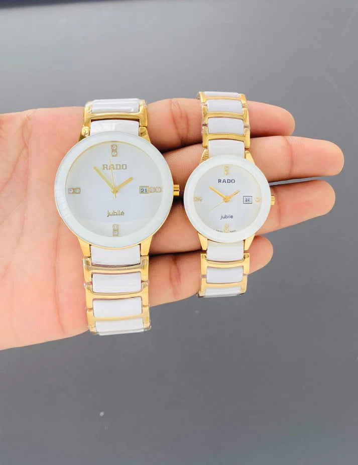 Rado Gold White Ceramic For Couple Watch