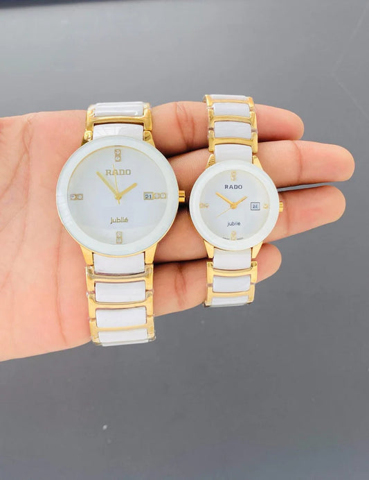 Rado Gold White Ceramic For Couple Watch