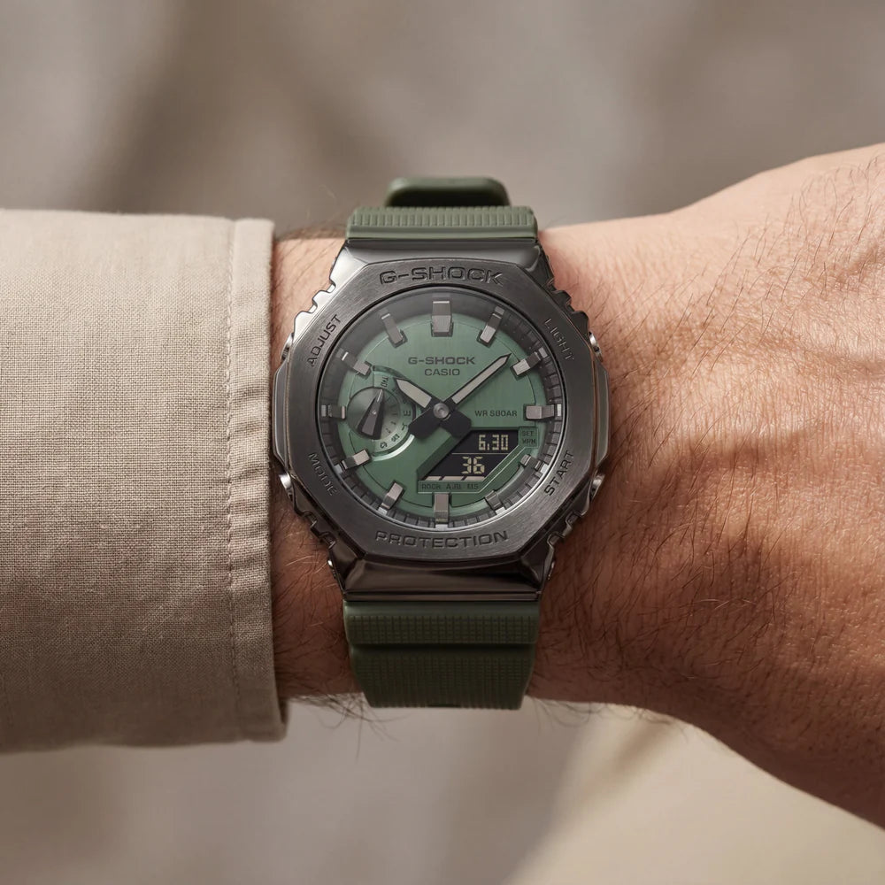 Olive Green Tactical Analog-Digital Sports Gshock Watch for Men