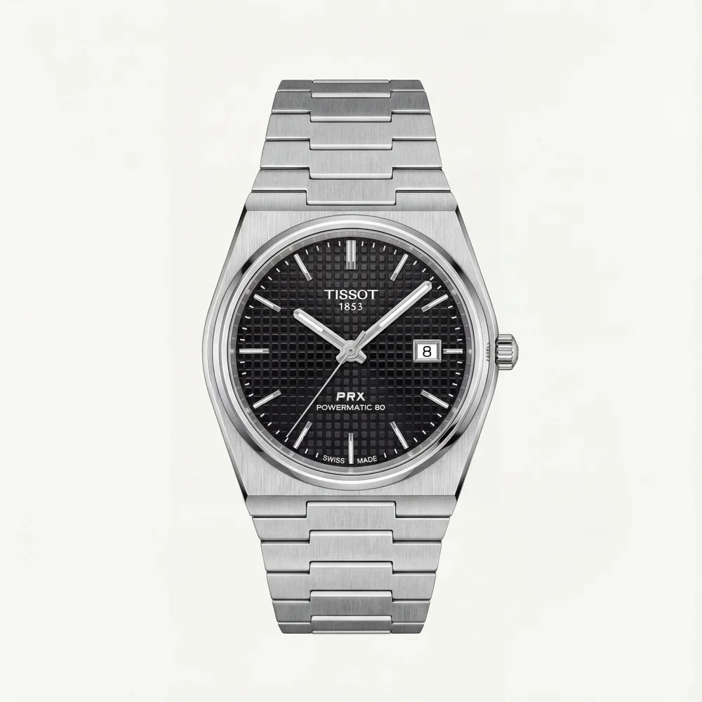 Tissot Steel Black Textured Dial Integrated Bracelet Luxury Watch – Men