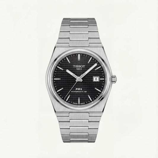 Tissot Steel Black Textured Dial Integrated Bracelet Luxury Watch – Men