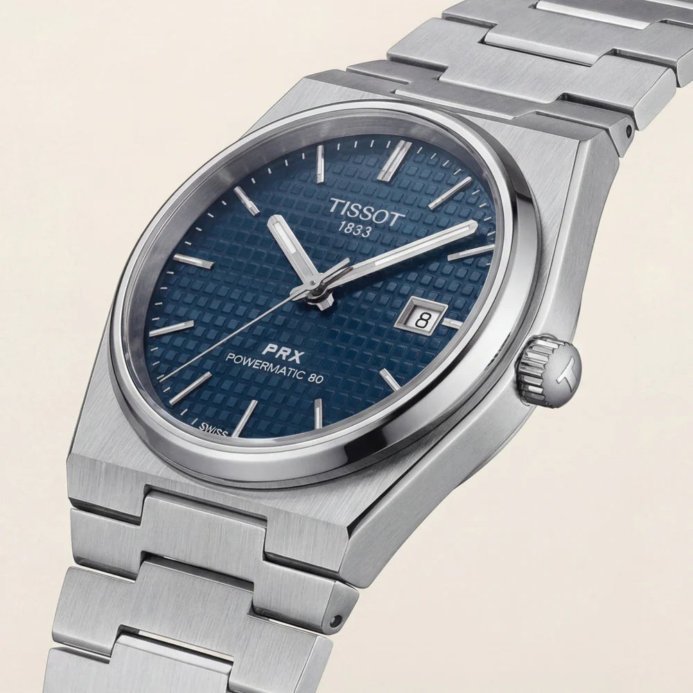 Tissot Steel Blue Textured Dial Integrated Bracelet Luxury Watch – Men