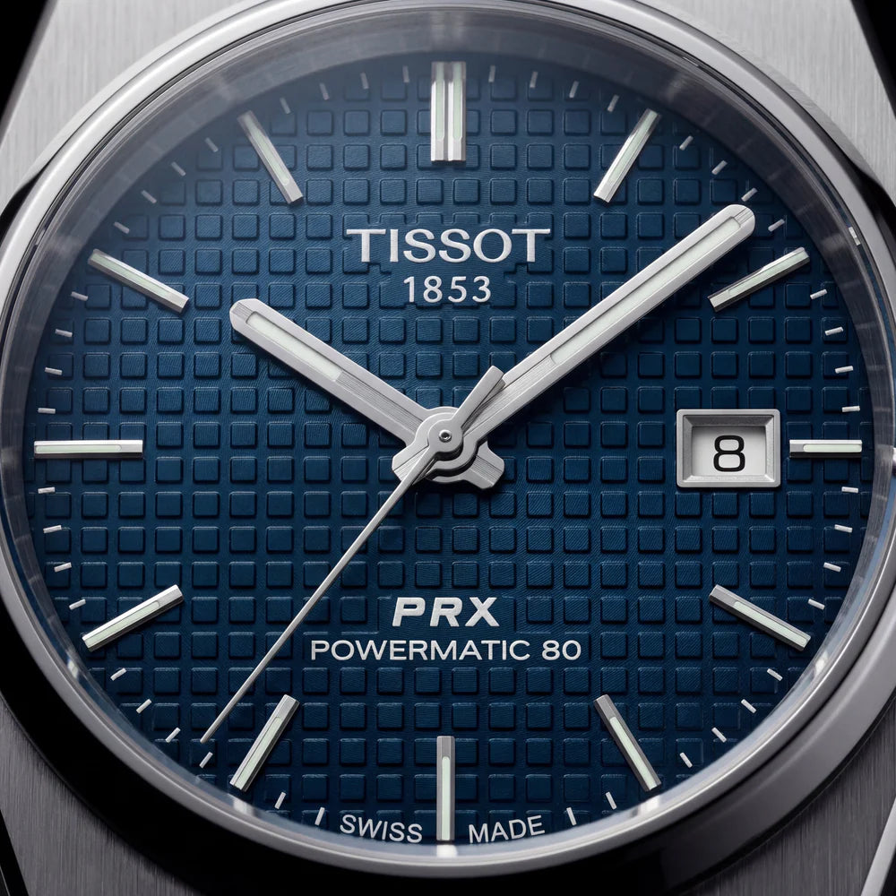 Tissot Steel Blue Textured Dial Integrated Bracelet Luxury Watch – Men