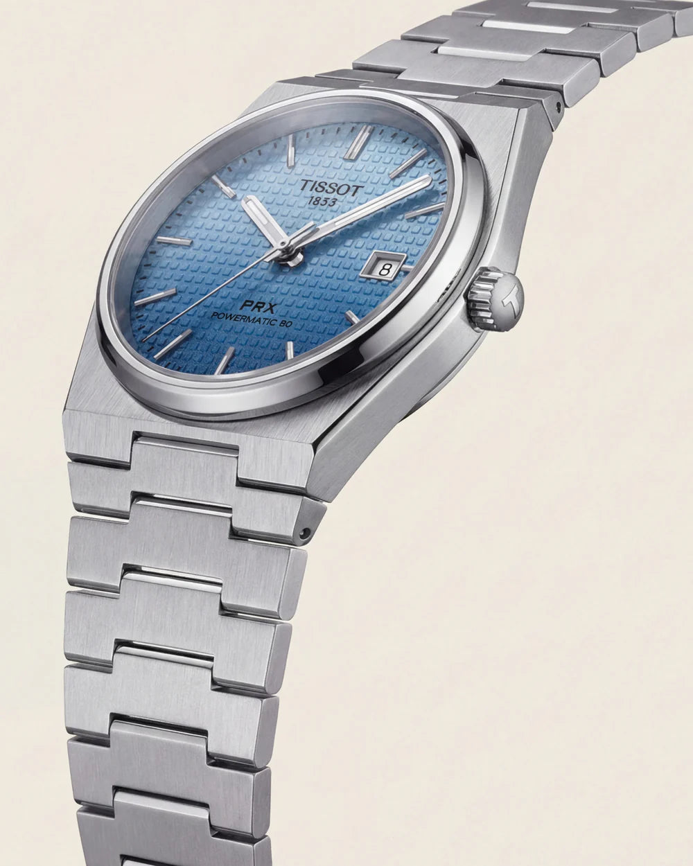 Tissot Steel Sky Textured Dial Integrated Bracelet Luxury Watch – Men