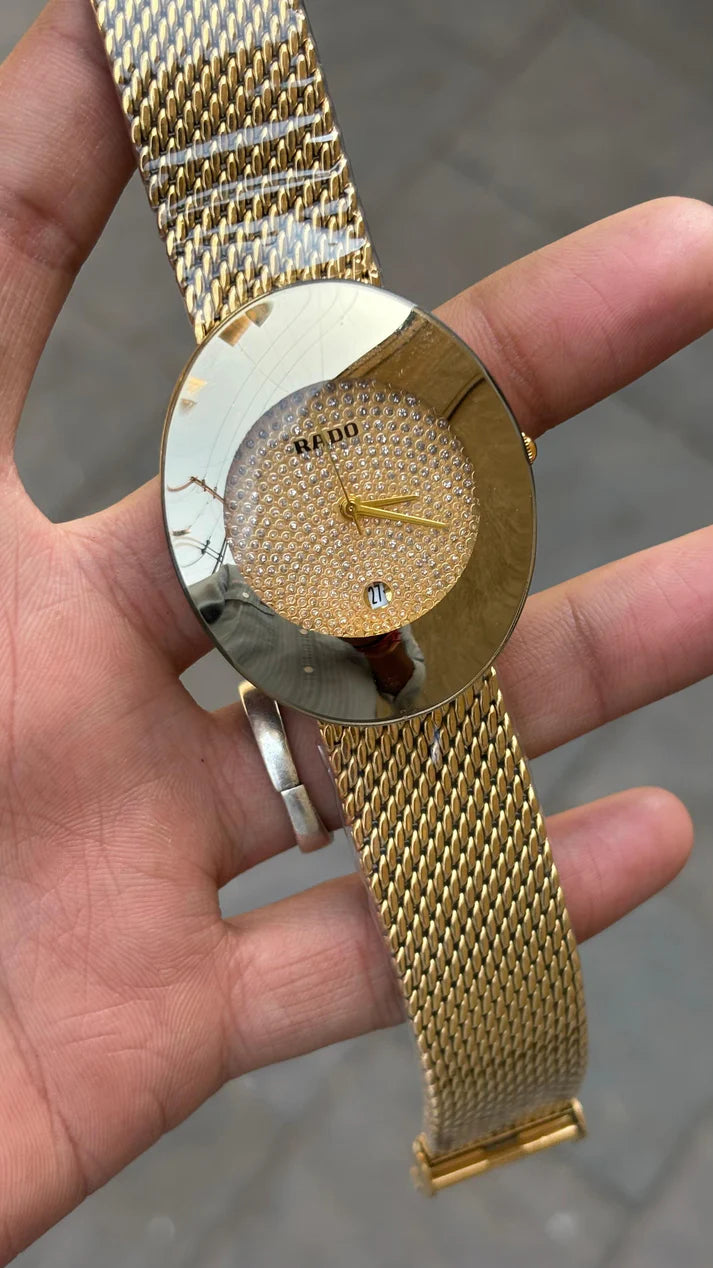 Rado Swiss Time Gold Diamond Dial Men's Wrist Watch