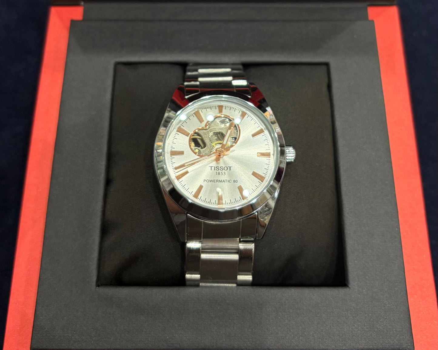 Tissot White Dial 1853 Gentleman Powermatic Open Heart watch