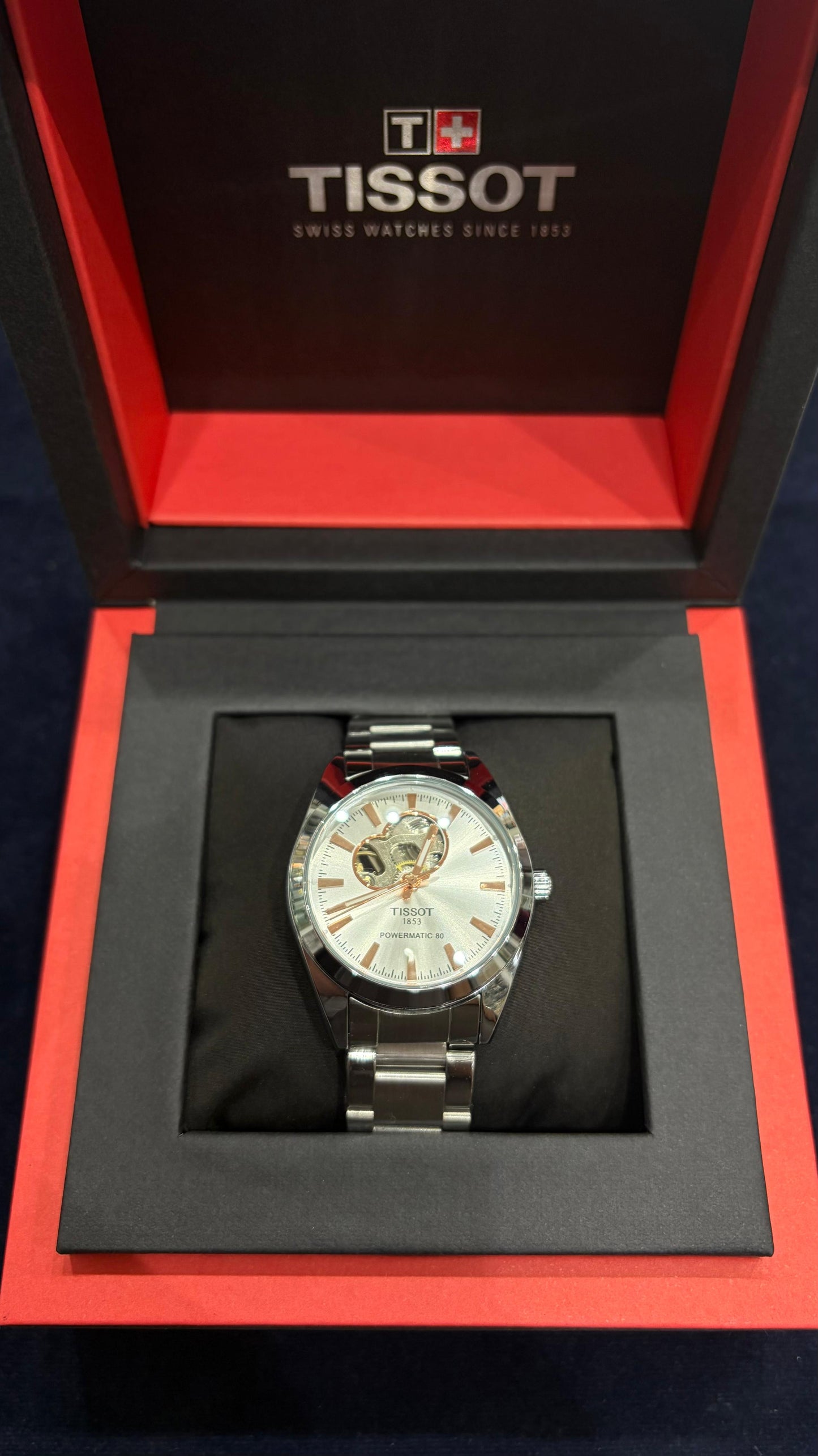 Tissot White Dial 1853 Gentleman Powermatic Open Heart watch