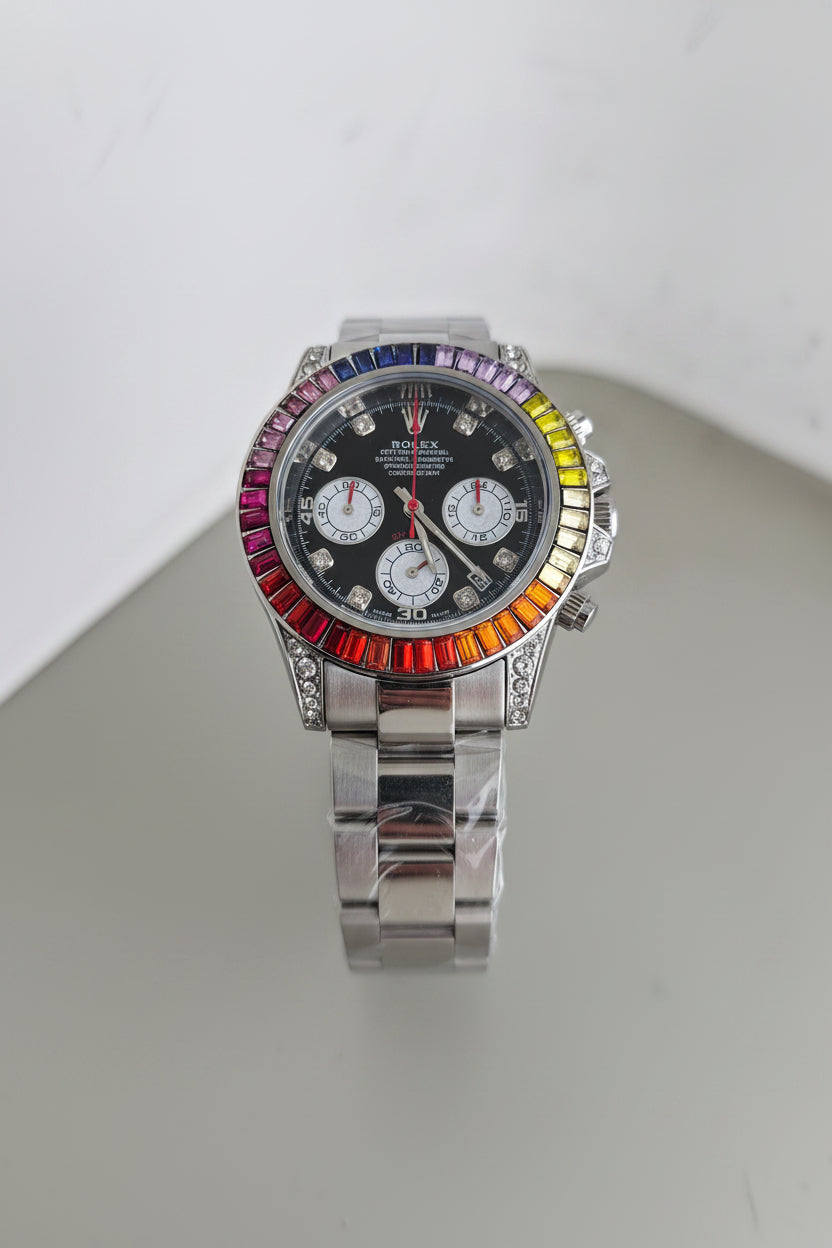 Rolex Silver Cosmograph Daytona Rainbow watch