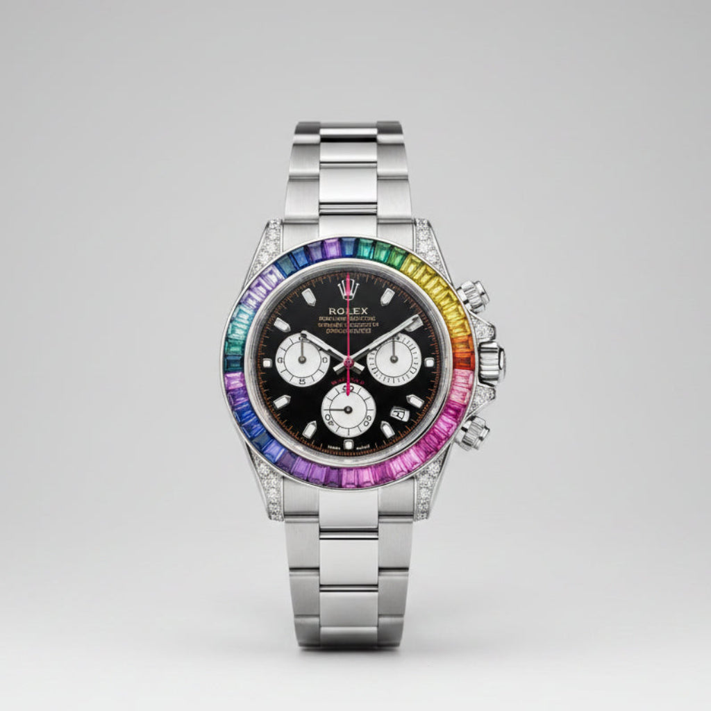 Rolex Silver Cosmograph Daytona Rainbow watch