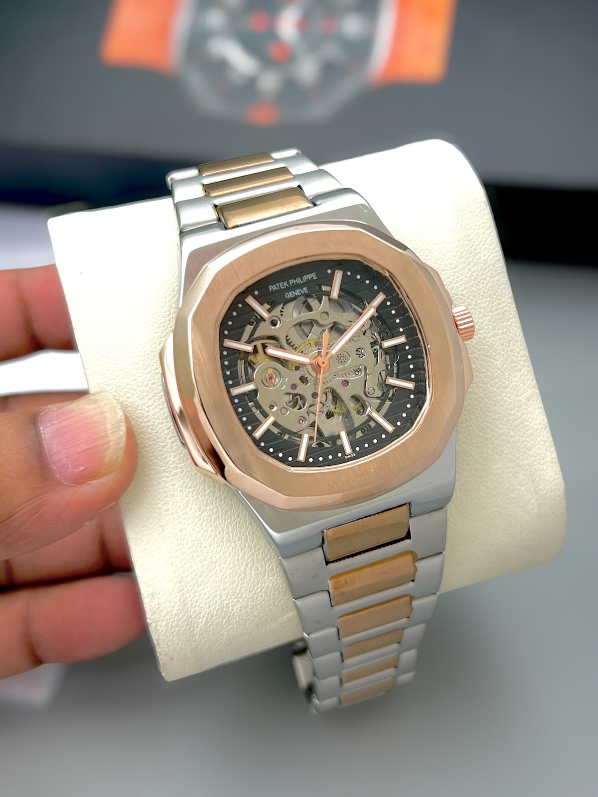 Patek Philippe Black Metal Belt Men's Watch