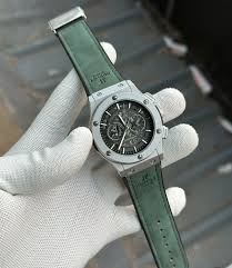 Hublt Skeleton Chronograph – Olive Green Strap men's
