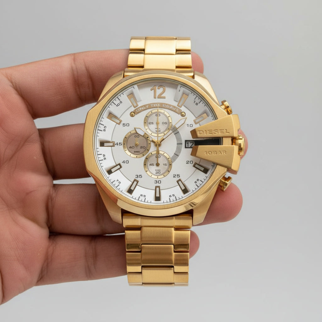 Diesel White Gold Dial New Model Watch For Men’s