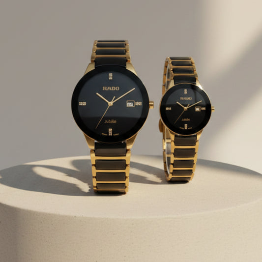 Rado Black Dial Metal Belt For Couple Watch