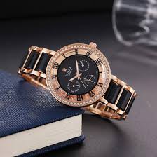 Rolex Black Dial Metal Belt For Women Watch