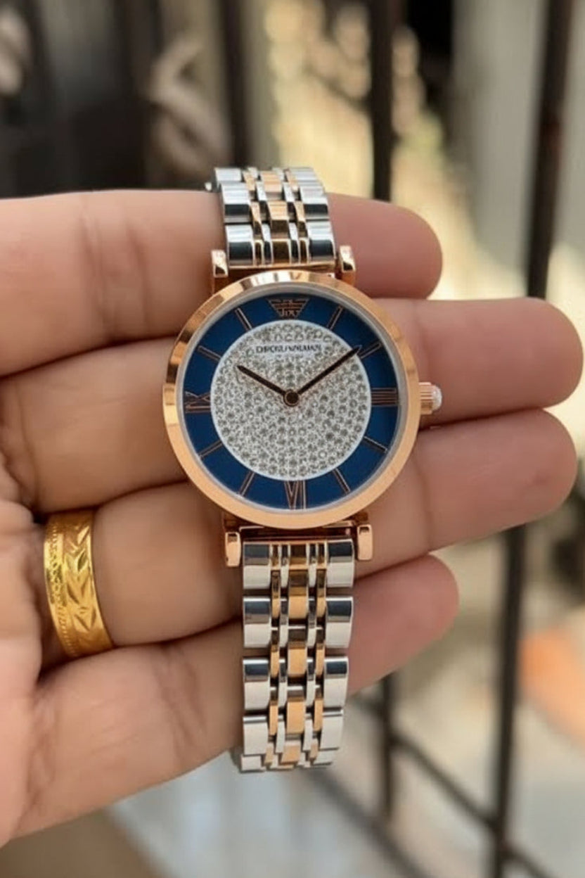 Emporio Armani Gianni Blue & Pavé Crystal Dial Watch