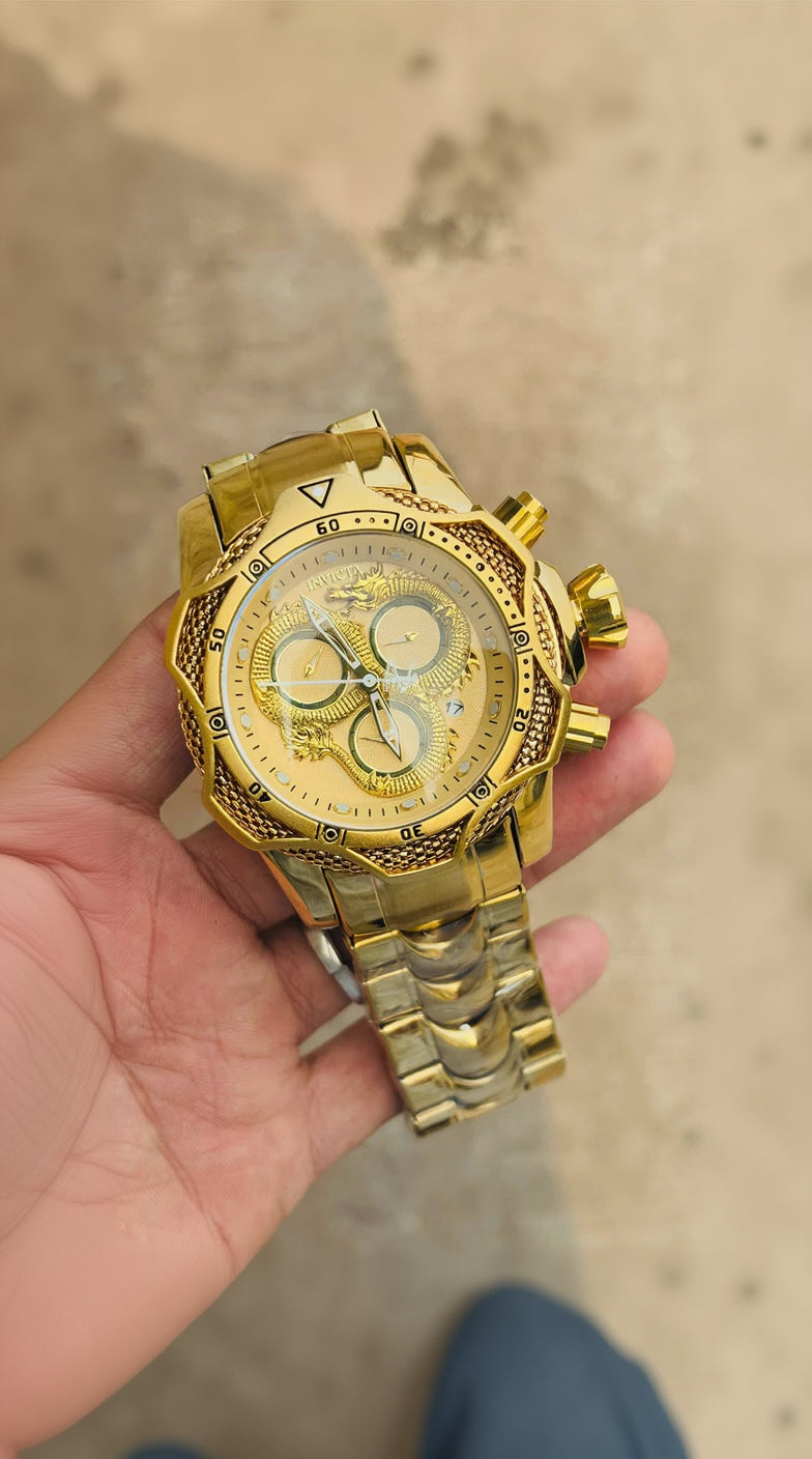Invicta Gold Dial Watch For Men's