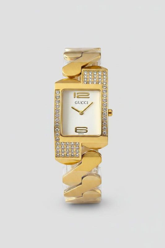 Gu-c-c! Chemin Des Tourelles White Dial Watch For Men's